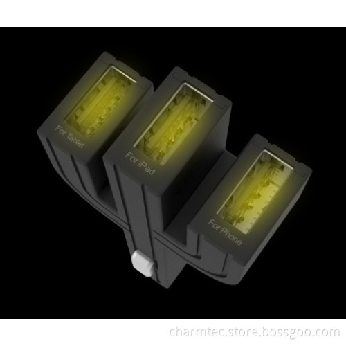 Triple-Port Car Charger, Charging for iPhone/iPad, Output: 5V/4.2A, (1A+2.1A+1A)